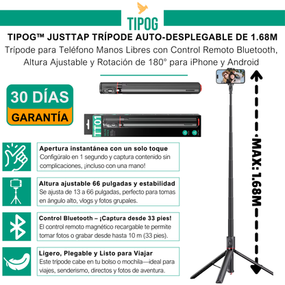 TIPOG™ JustTap Trípode Autodesplegable de 1.68M